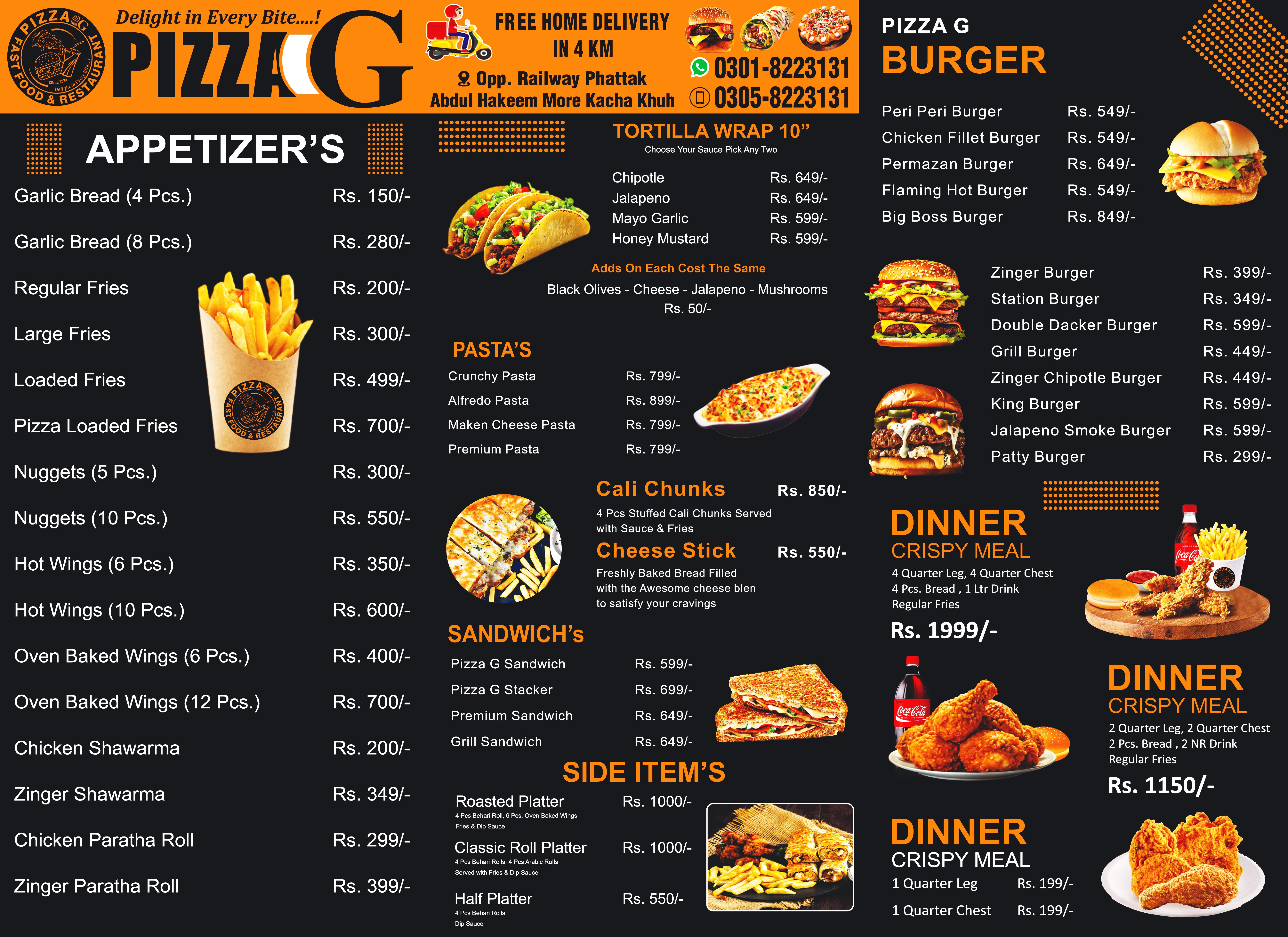 PizzaG Complete Menu Part 1